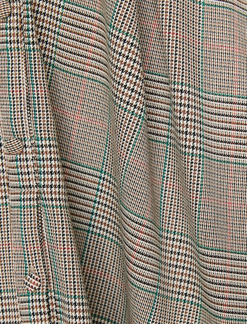 11957 Beige Patterned Midi Skirt