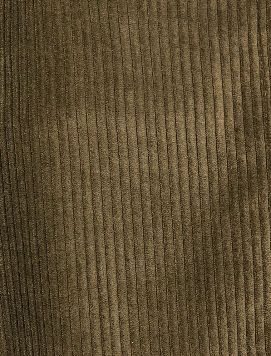 12126 Khaki Button Detailed Midi Skirt
