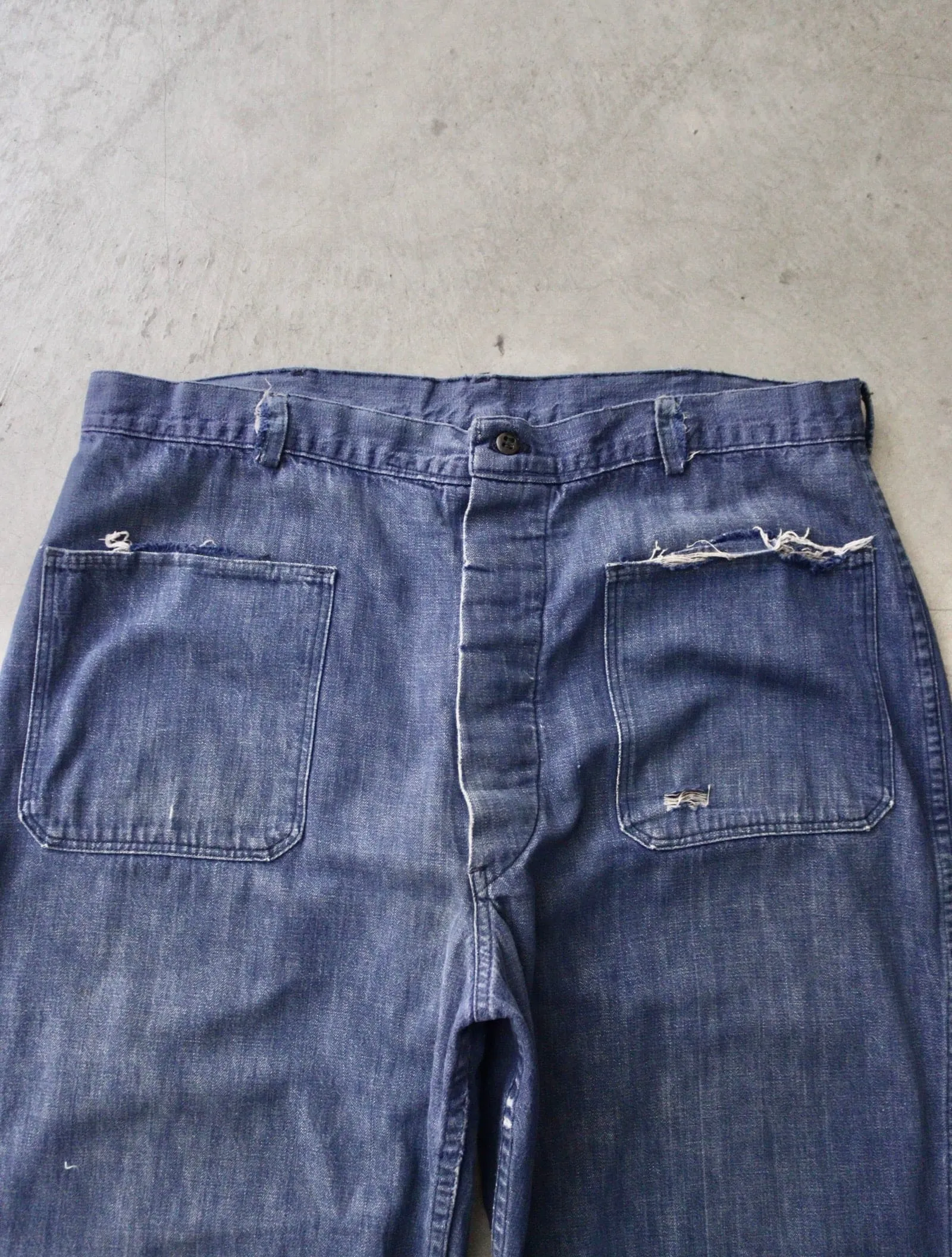 1940S USN STENCIL DENIM FLARED PANTS