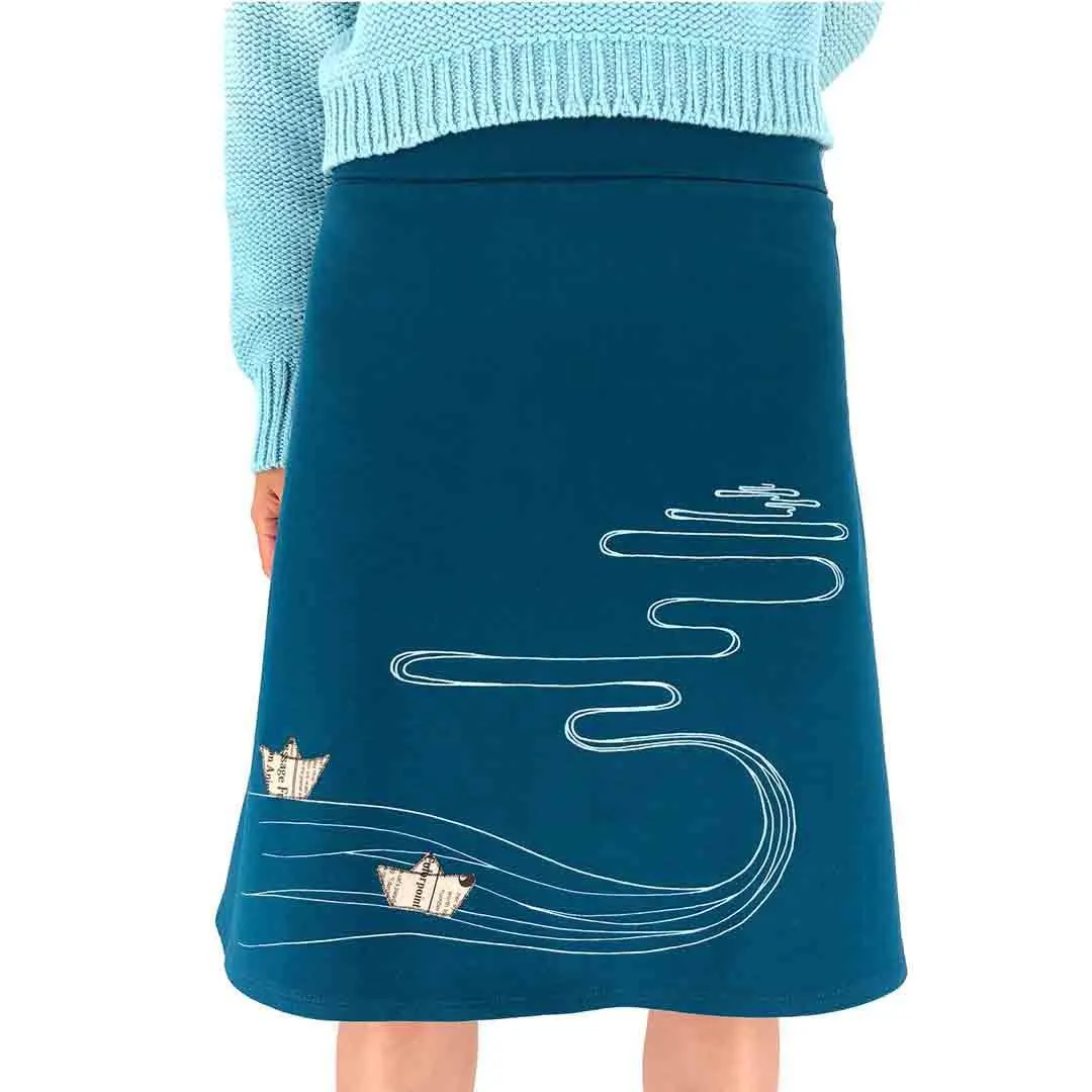 (20% Off) Skirt - Boats on the River - Teal Blue (Juniors 2X, 3X only) by Zoe's Lollipop