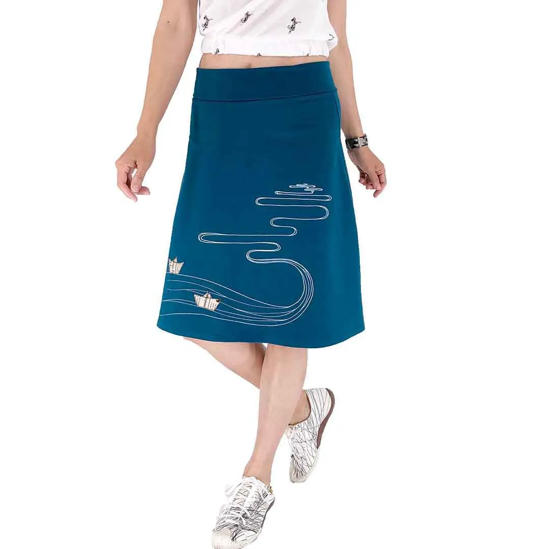 (20% Off) Skirt - Boats on the River - Teal Blue (Juniors 2X, 3X only) by Zoe's Lollipop