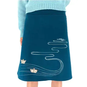 (20% Off) Skirt - Boats on the River - Teal Blue (Juniors 2X, 3X only) by Zoe's Lollipop