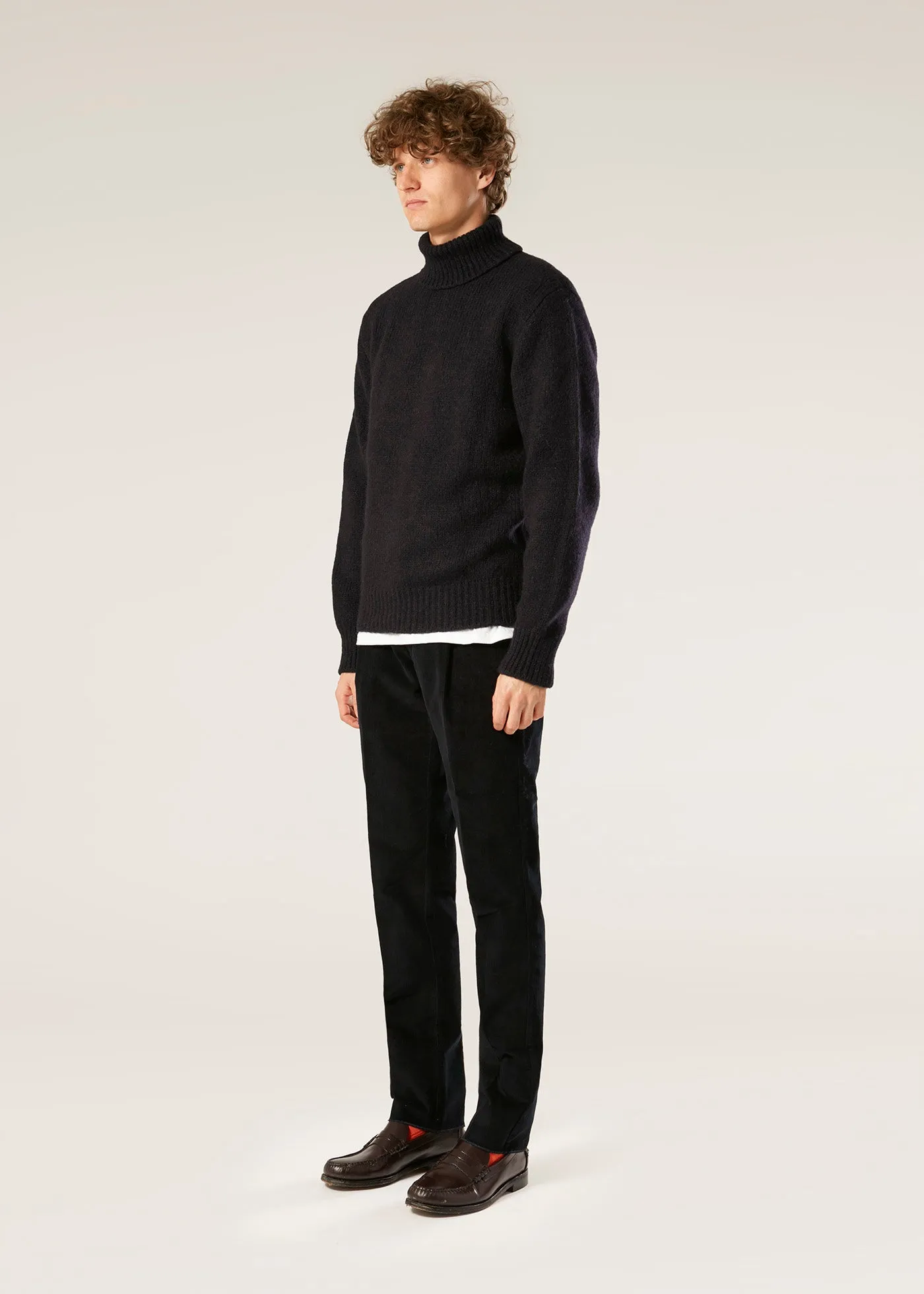AAMINTORE NAVY BLUE WOOL TURTLENECK
