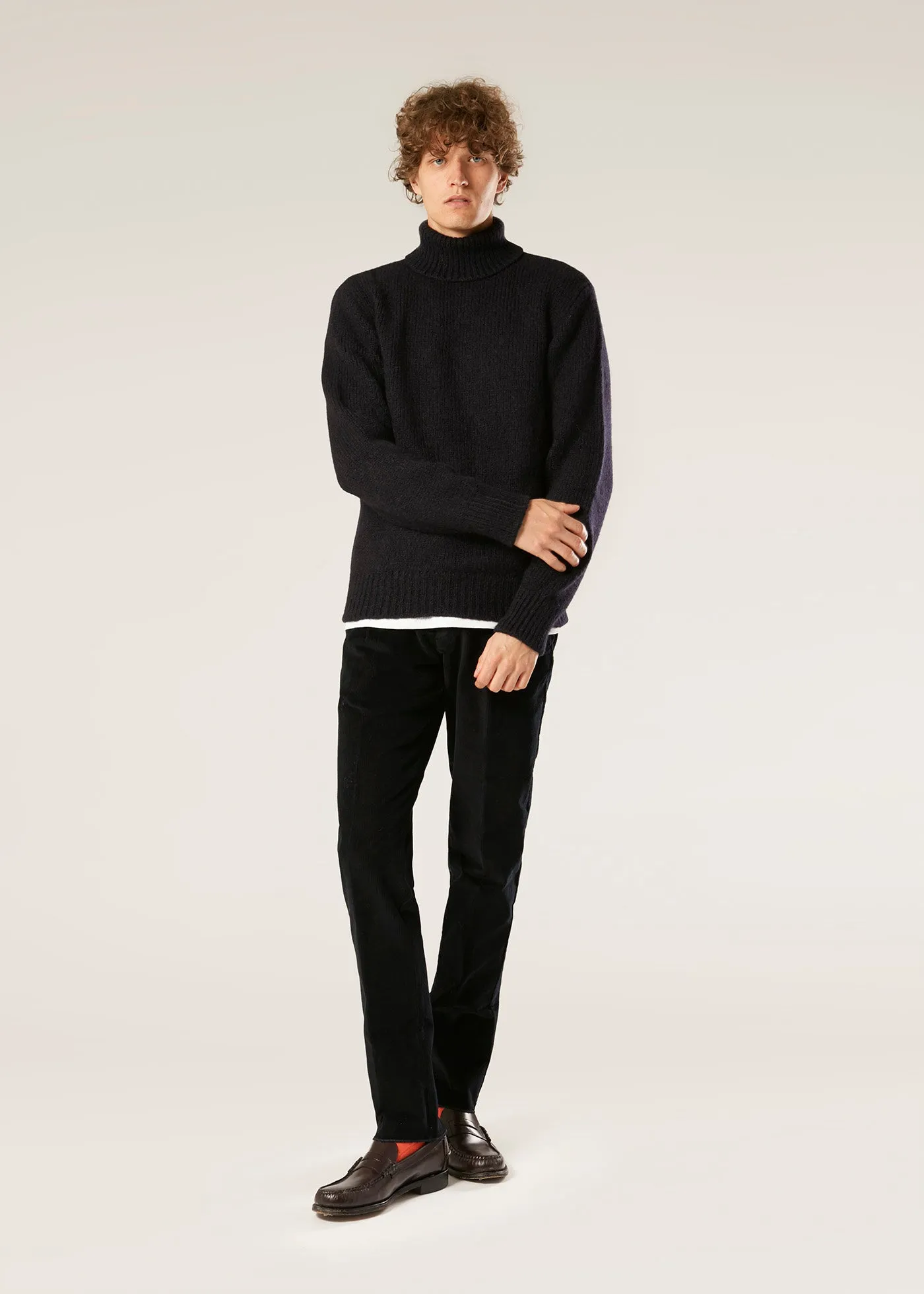 AAMINTORE NAVY BLUE WOOL TURTLENECK