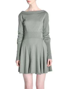 Alaïa Vintage Sage Green Deep V Back Dress