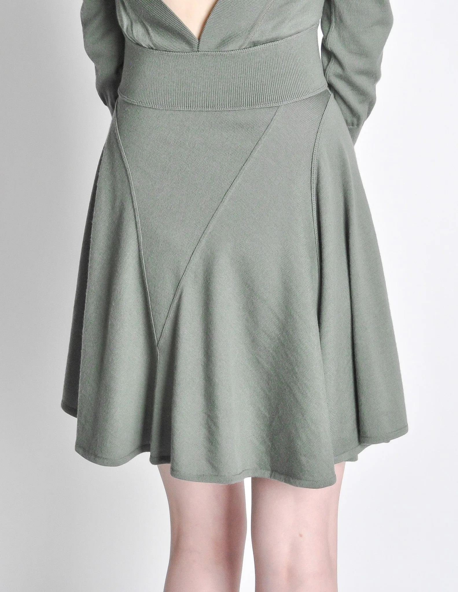 Alaïa Vintage Sage Green Deep V Back Dress