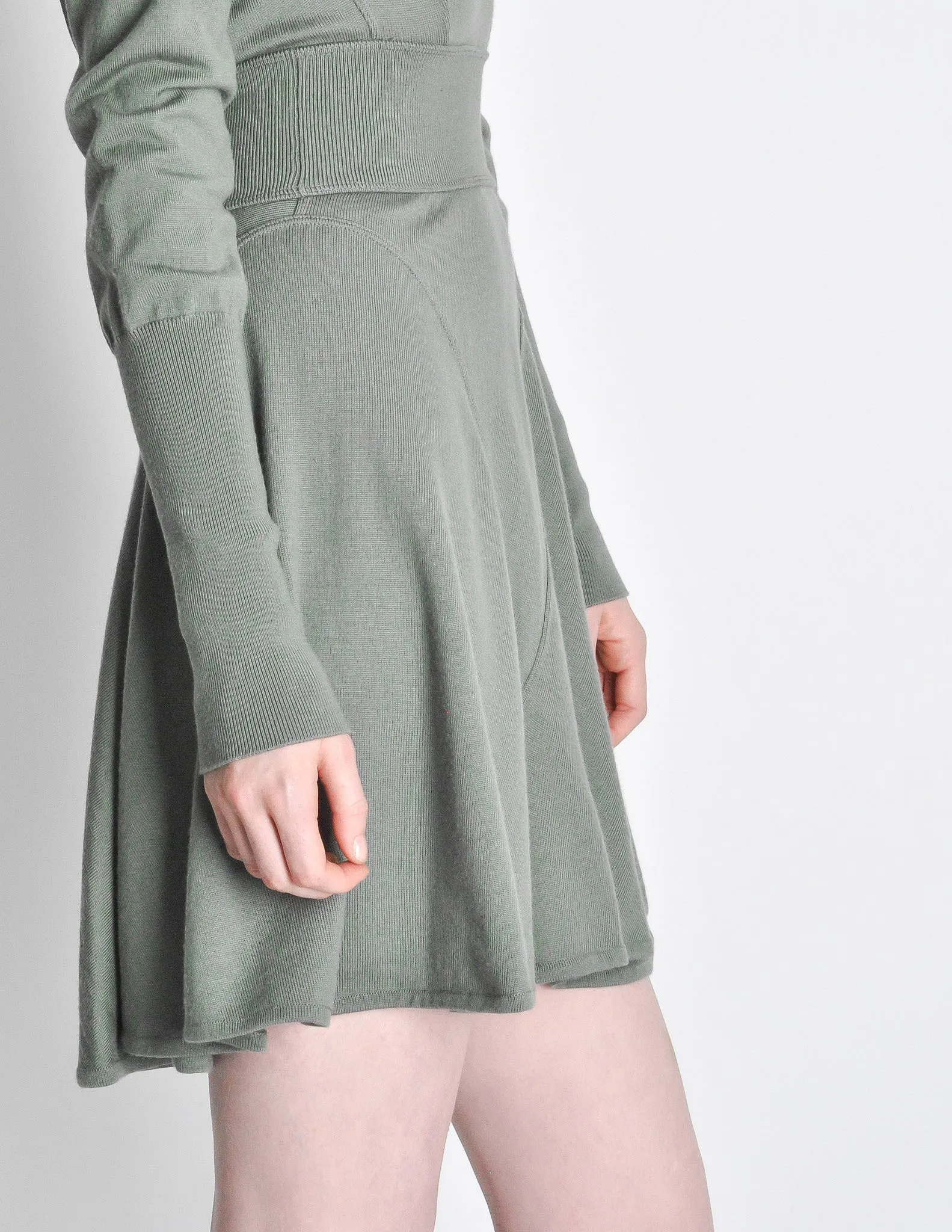 Alaïa Vintage Sage Green Deep V Back Dress