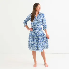Amaranth Blue Collared Wrap Dress