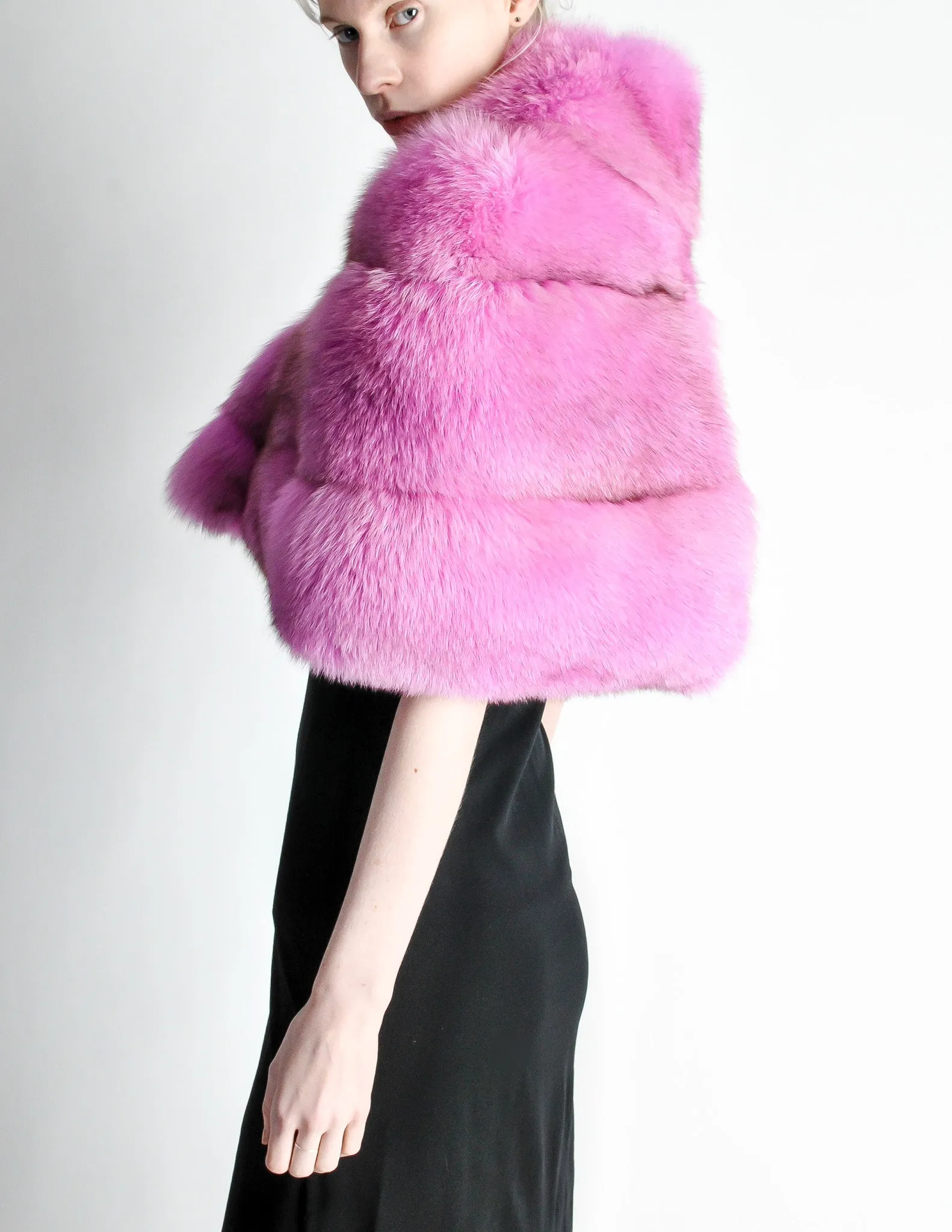 Amarcord Recycled Hot Pink Fox Fur Stole
