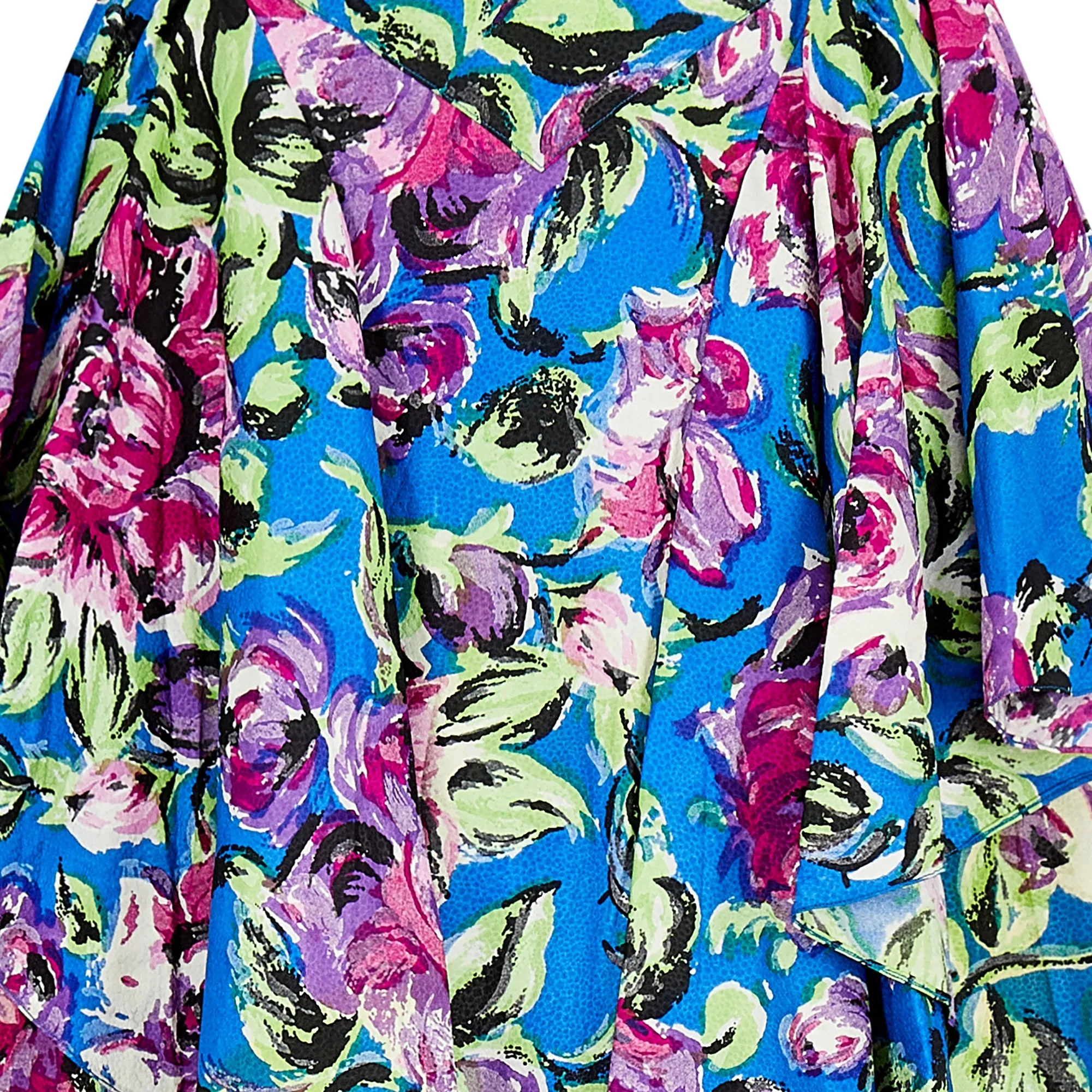 ARCHIVE - 1940s Floral Crepe Peplum Maxi Dress