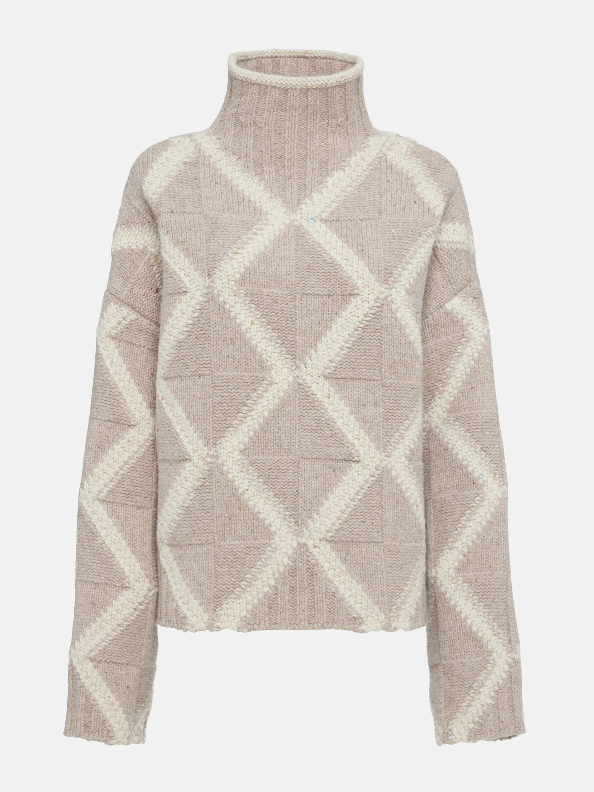 Argyle wool turtleneck sweater