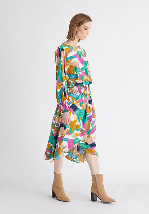 Asymmetric Geometrical Print Skirt