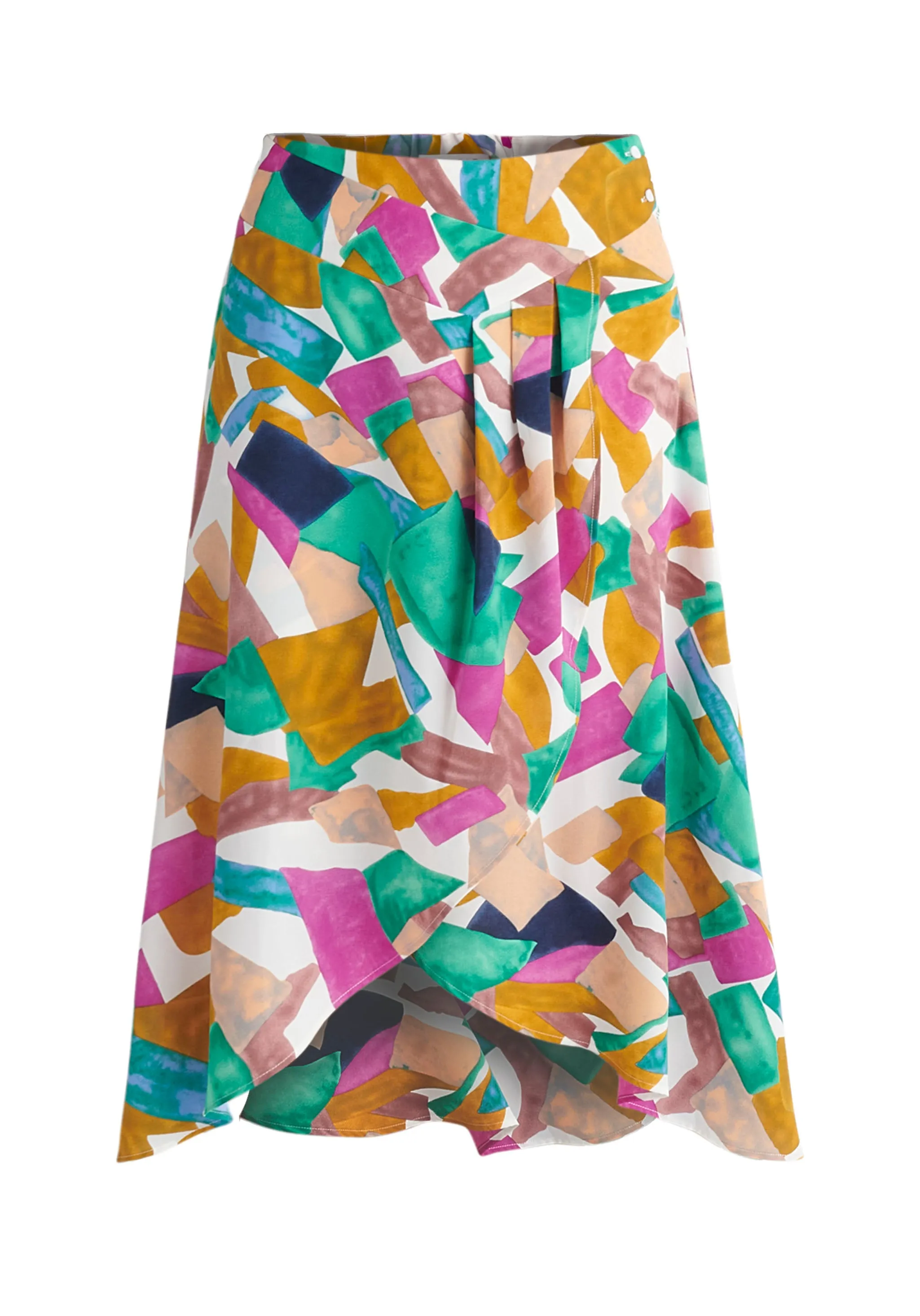 Asymmetric Geometrical Print Skirt