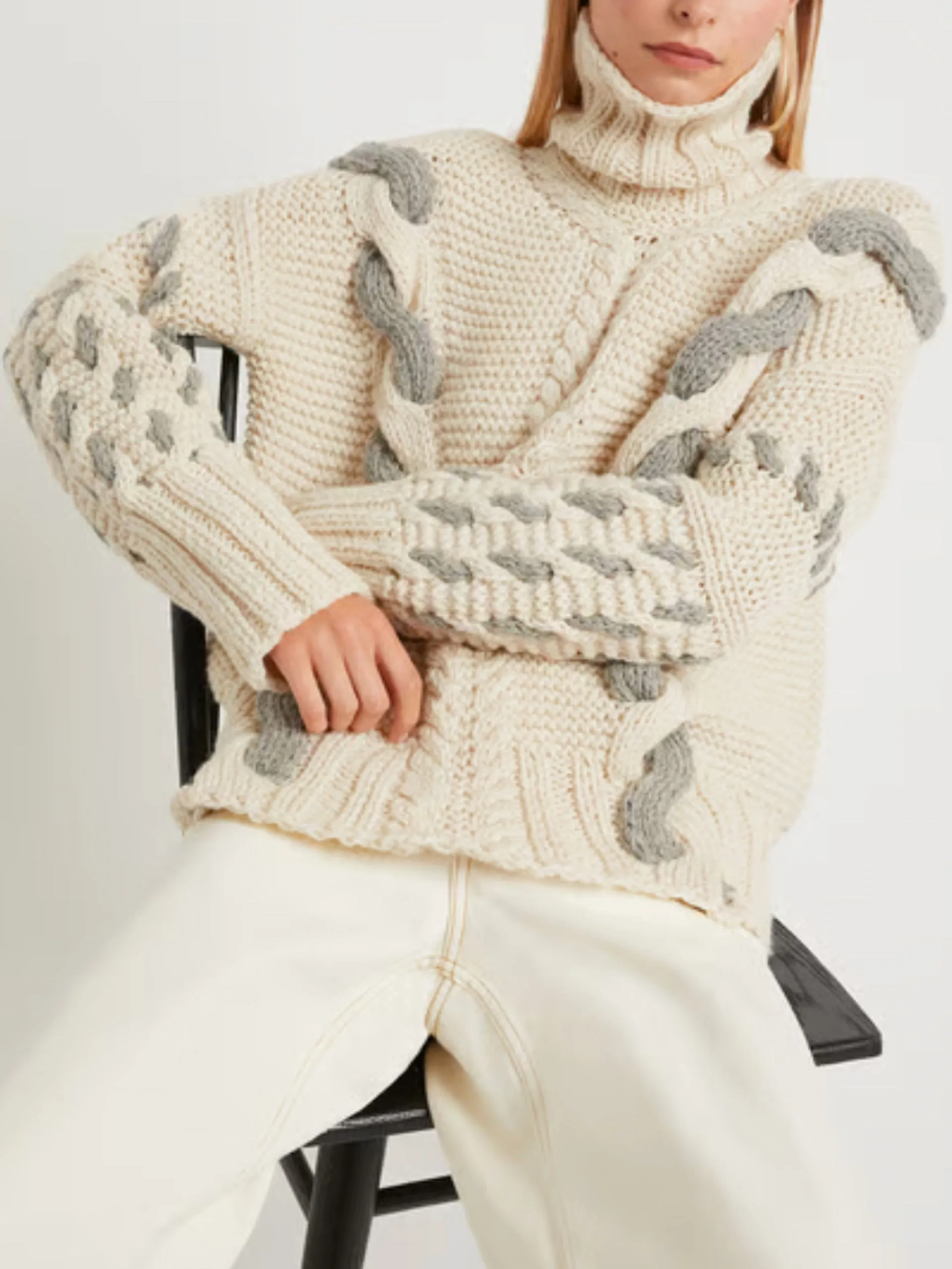 Barbora white wool turtleneck