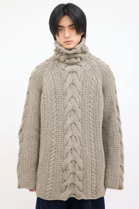 Beige Wool Chunky Cable Knit Sweater