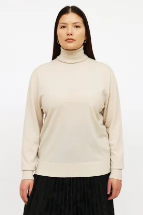 Beige Wool Knit Sweater