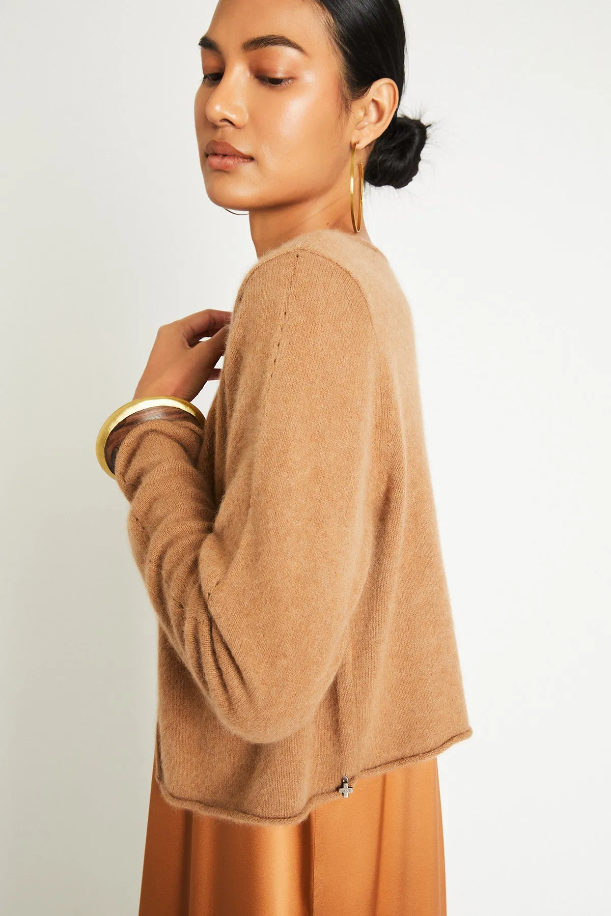   Beryll Katharine Cashmere Cropped Cardigan | Camel