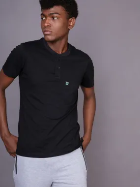 Black & White Henley Men's T-Shirt (Pack of 2)