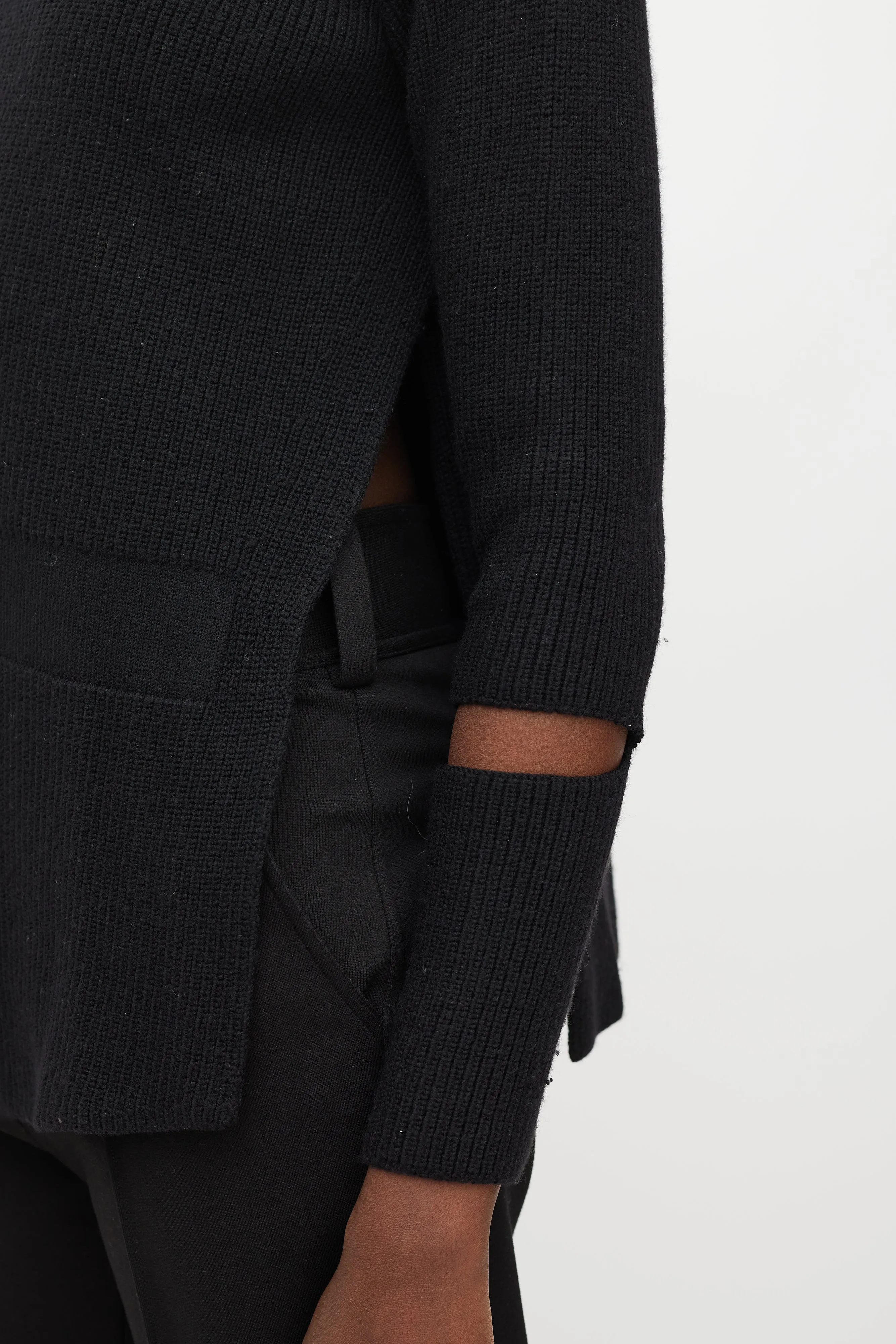 Black Split Turtleneck Sweater