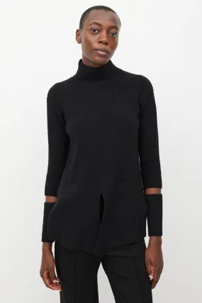 Black Split Turtleneck Sweater