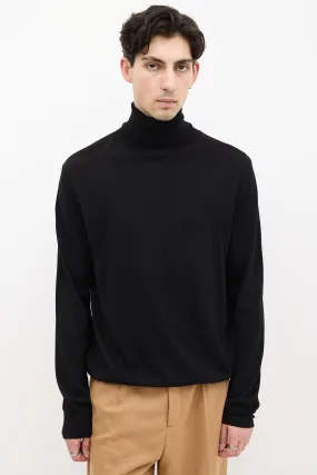 Black Wool Long Sleeve Turtleneck