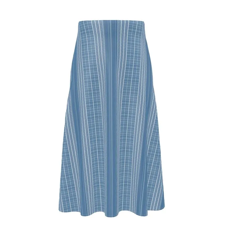 Blue Lattice Midi Skirt