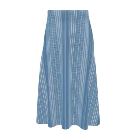 Blue Lattice Midi Skirt