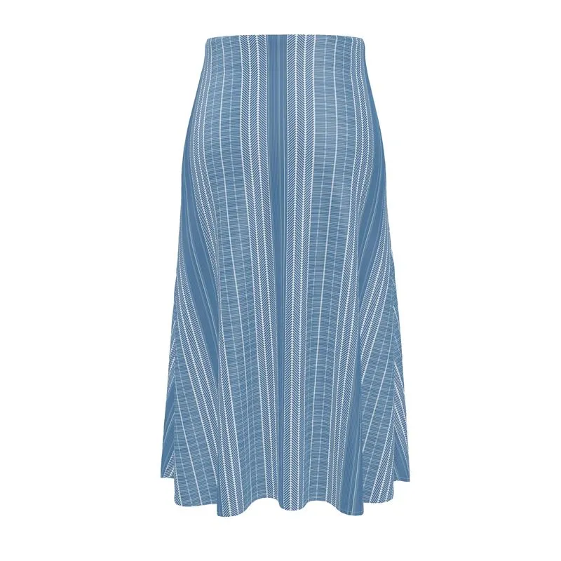 Blue Lattice Midi Skirt