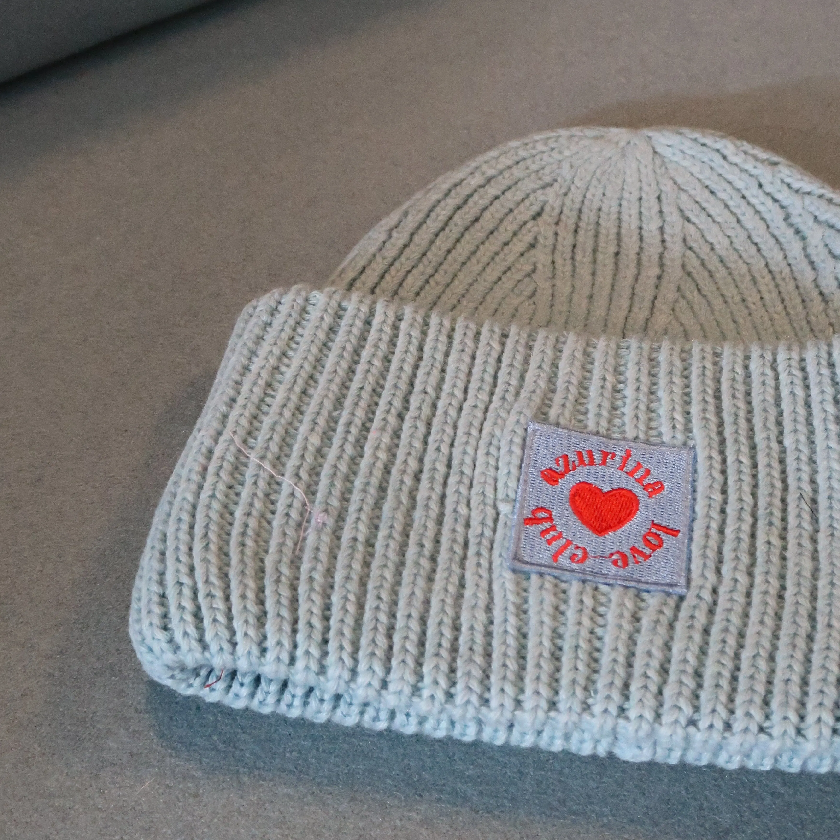 Blue Ribbed Knit Beanie