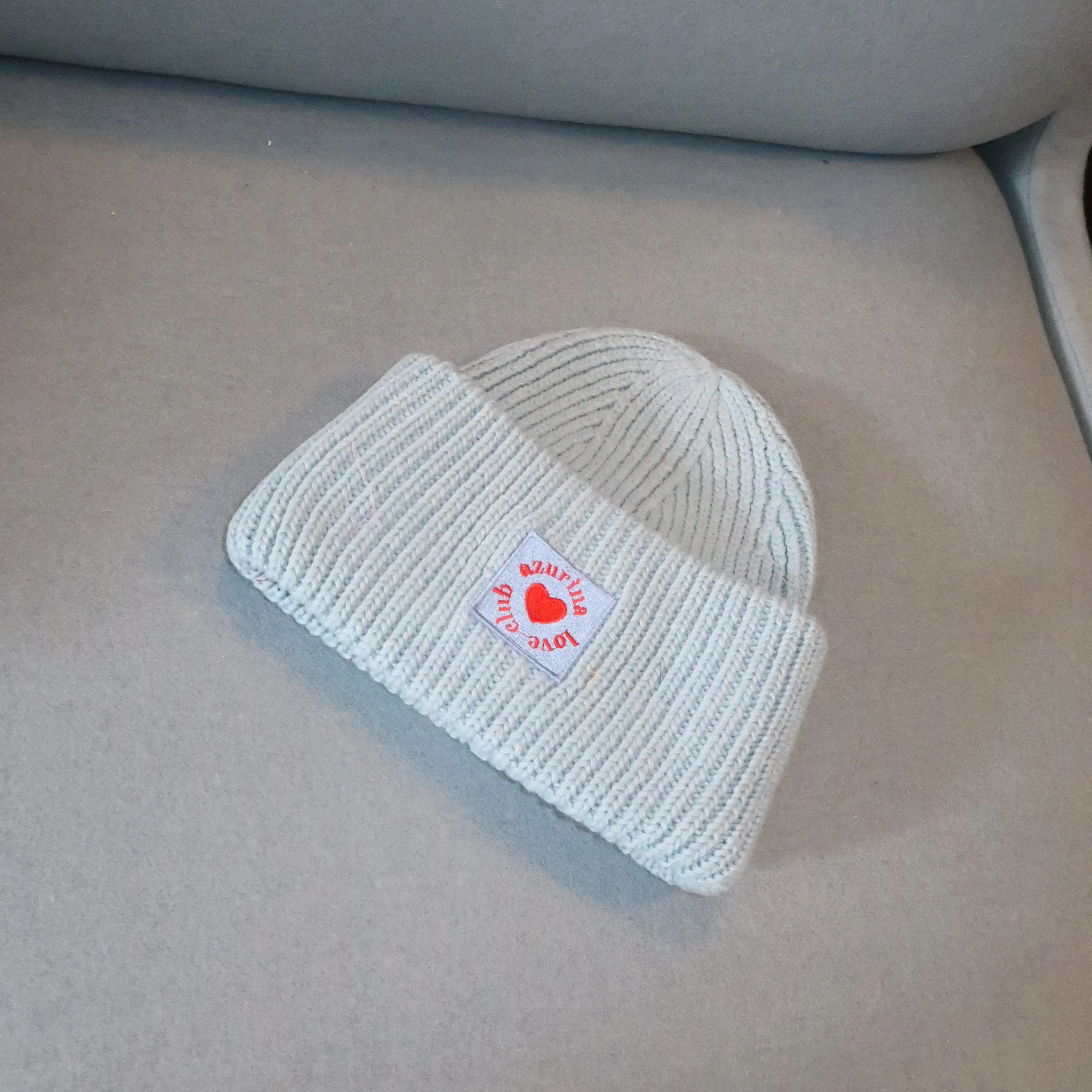 Blue Ribbed Knit Beanie
