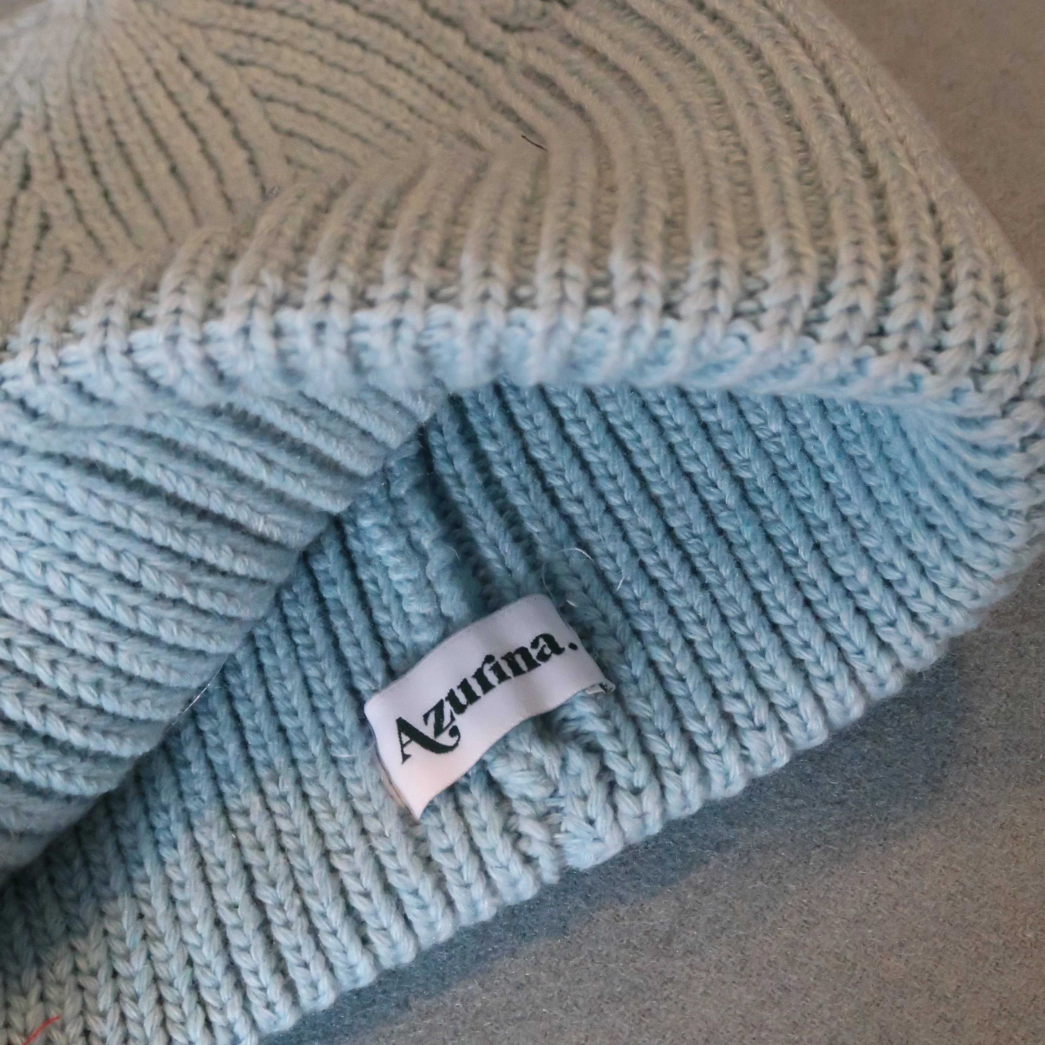Blue Ribbed Knit Beanie