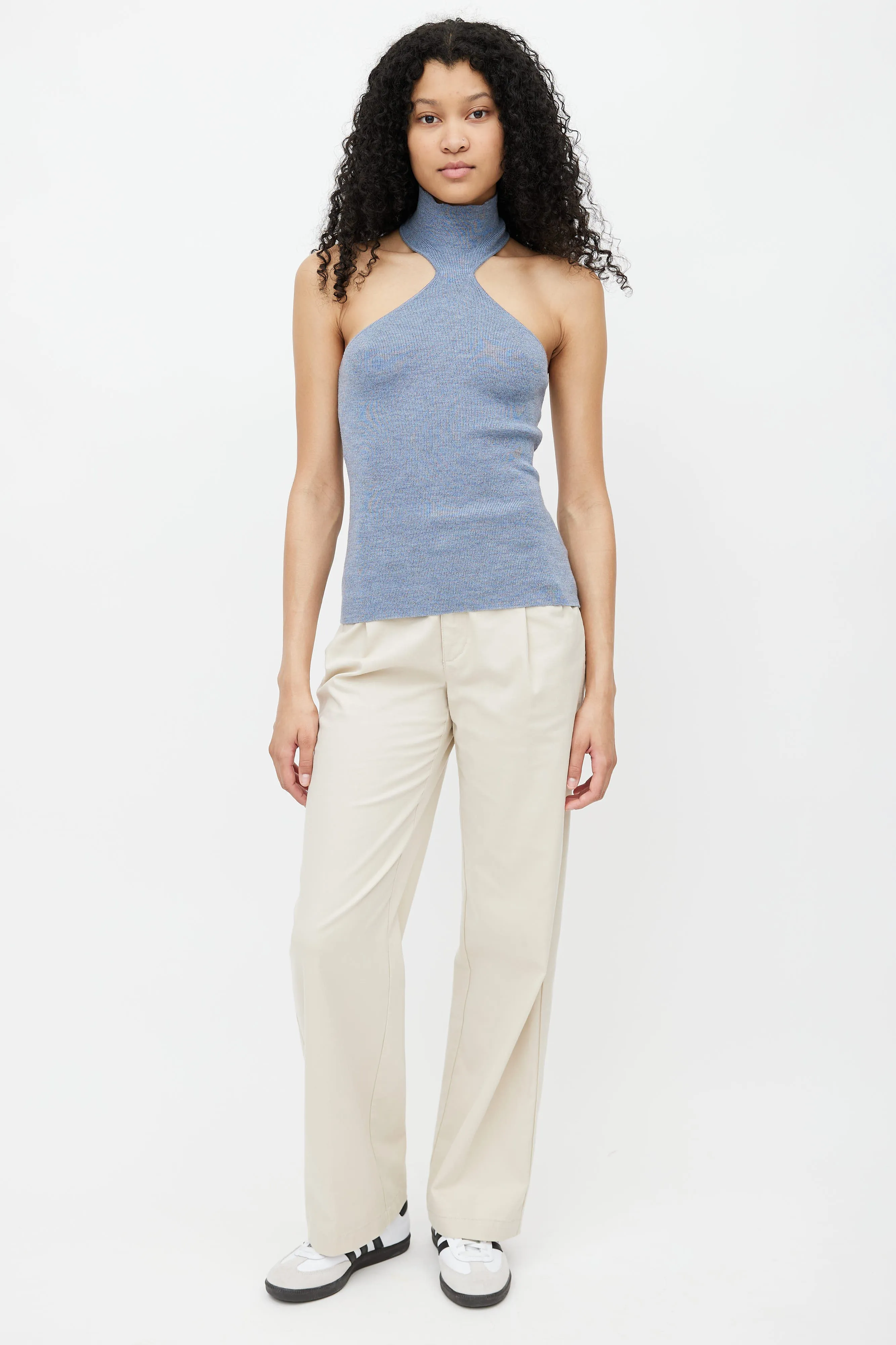 Blue Wool Margo Turtleneck Top