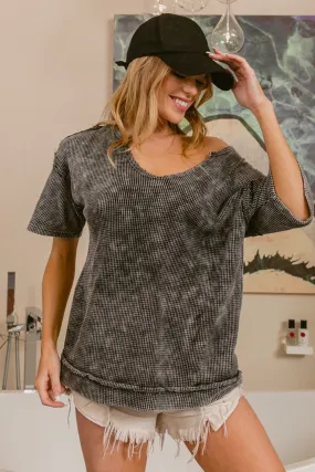 Blue Zone Planet |  BiBi Washed Notched Short Sleeve Top