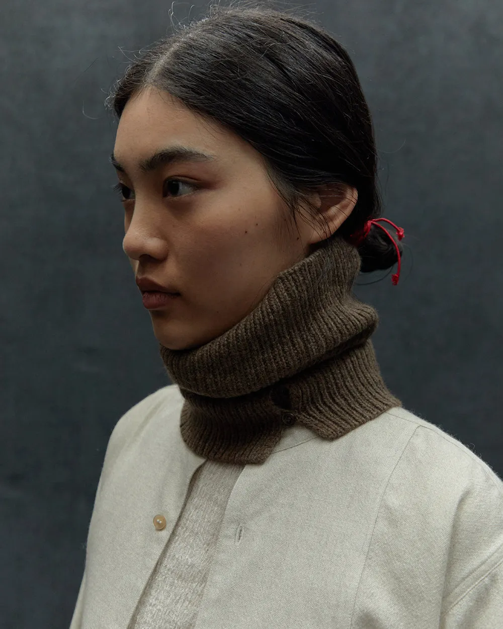 Button-Down Ribbed Neck Piece