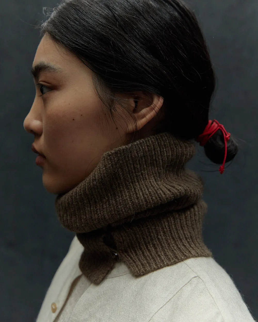 Button-Down Ribbed Neck Piece