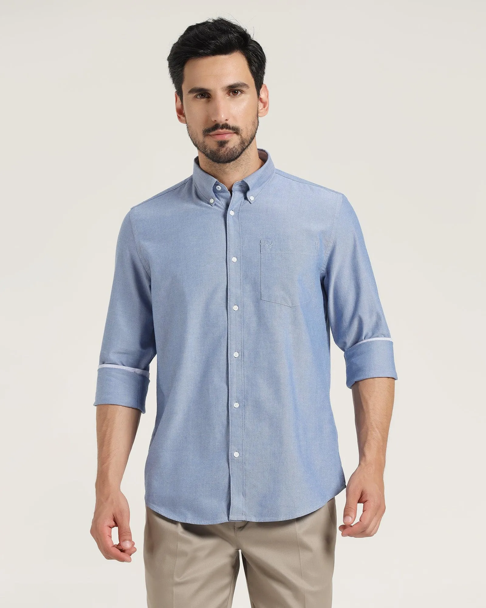 Casual Blue Solid Shirt - Ronic