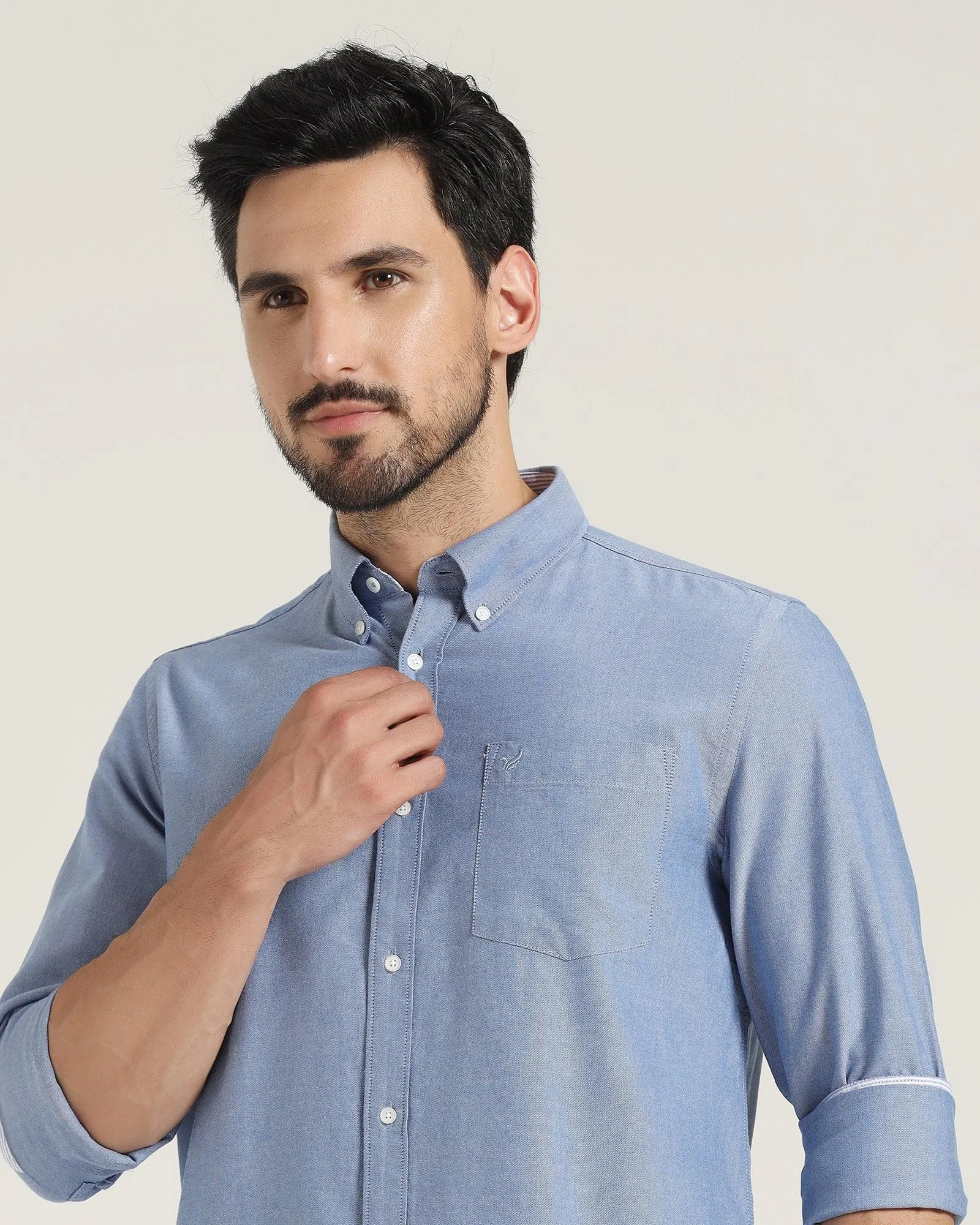 Casual Blue Solid Shirt - Ronic