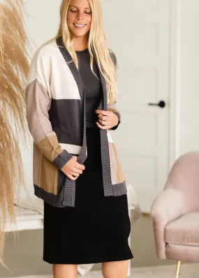 Charcoal Color Block Cardigan - FINAL SALE