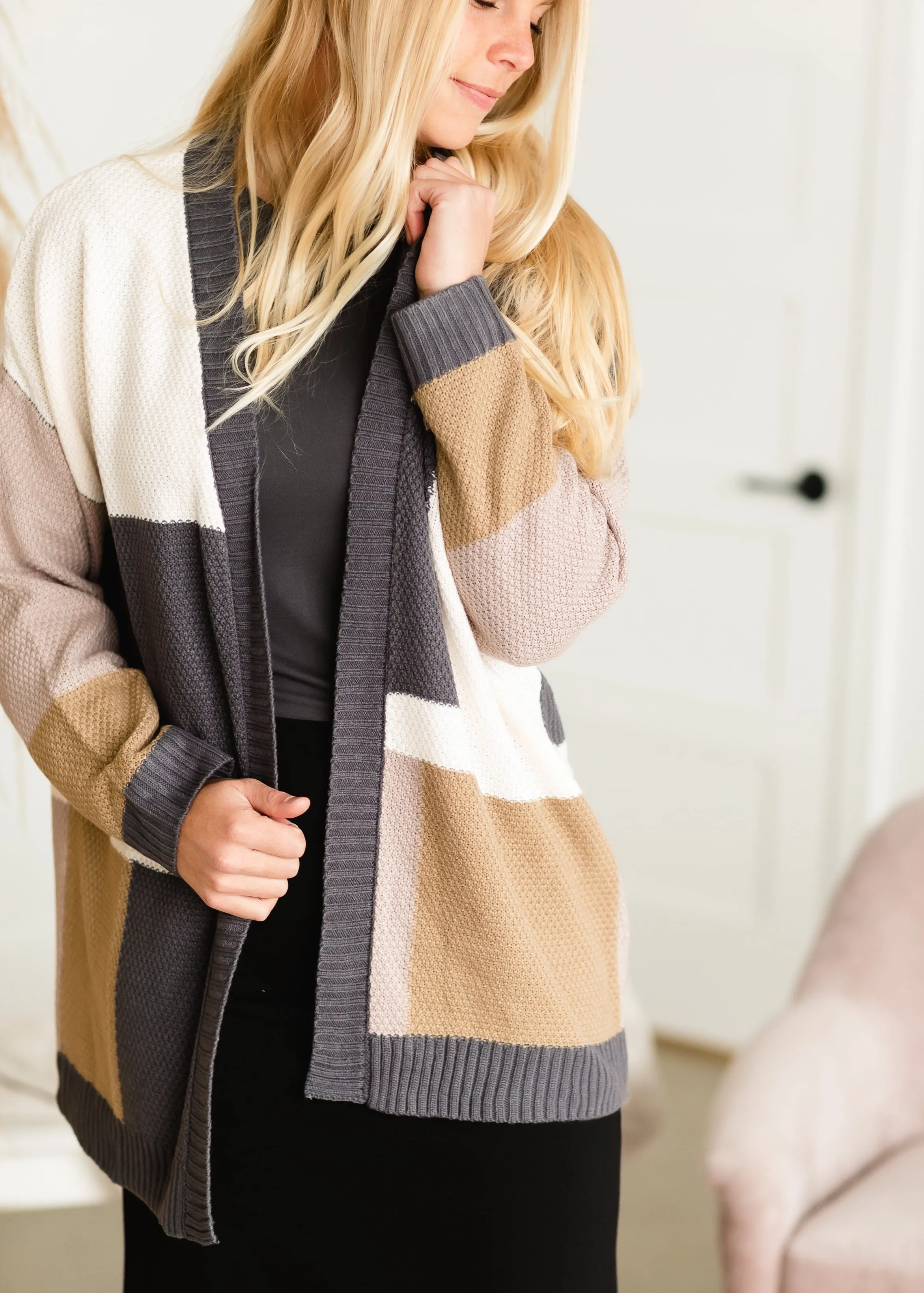 Charcoal Color Block Cardigan - FINAL SALE