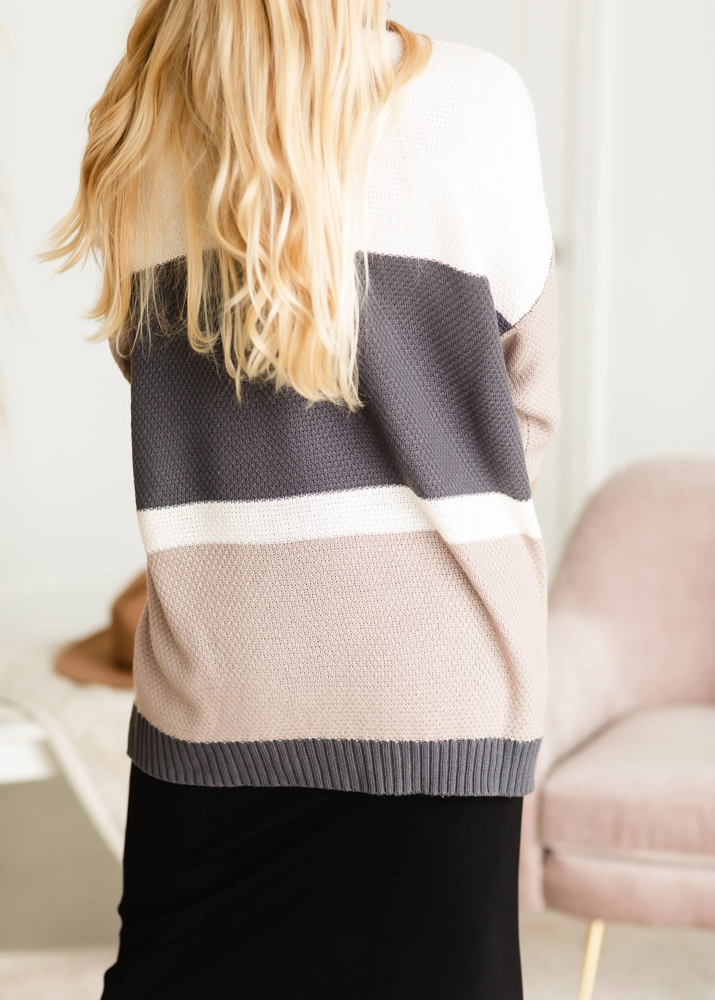 Charcoal Color Block Cardigan - FINAL SALE