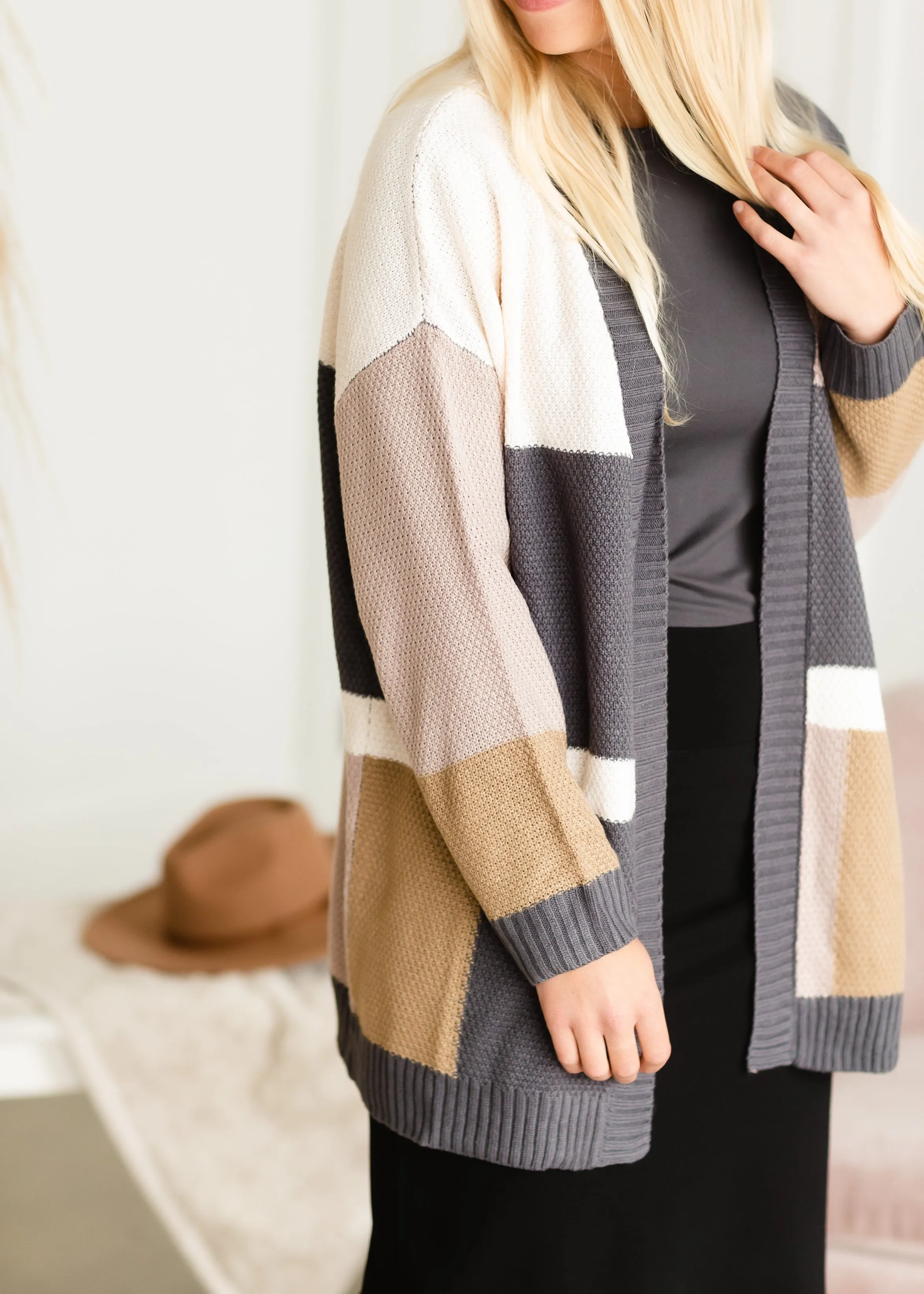 Charcoal Color Block Cardigan - FINAL SALE