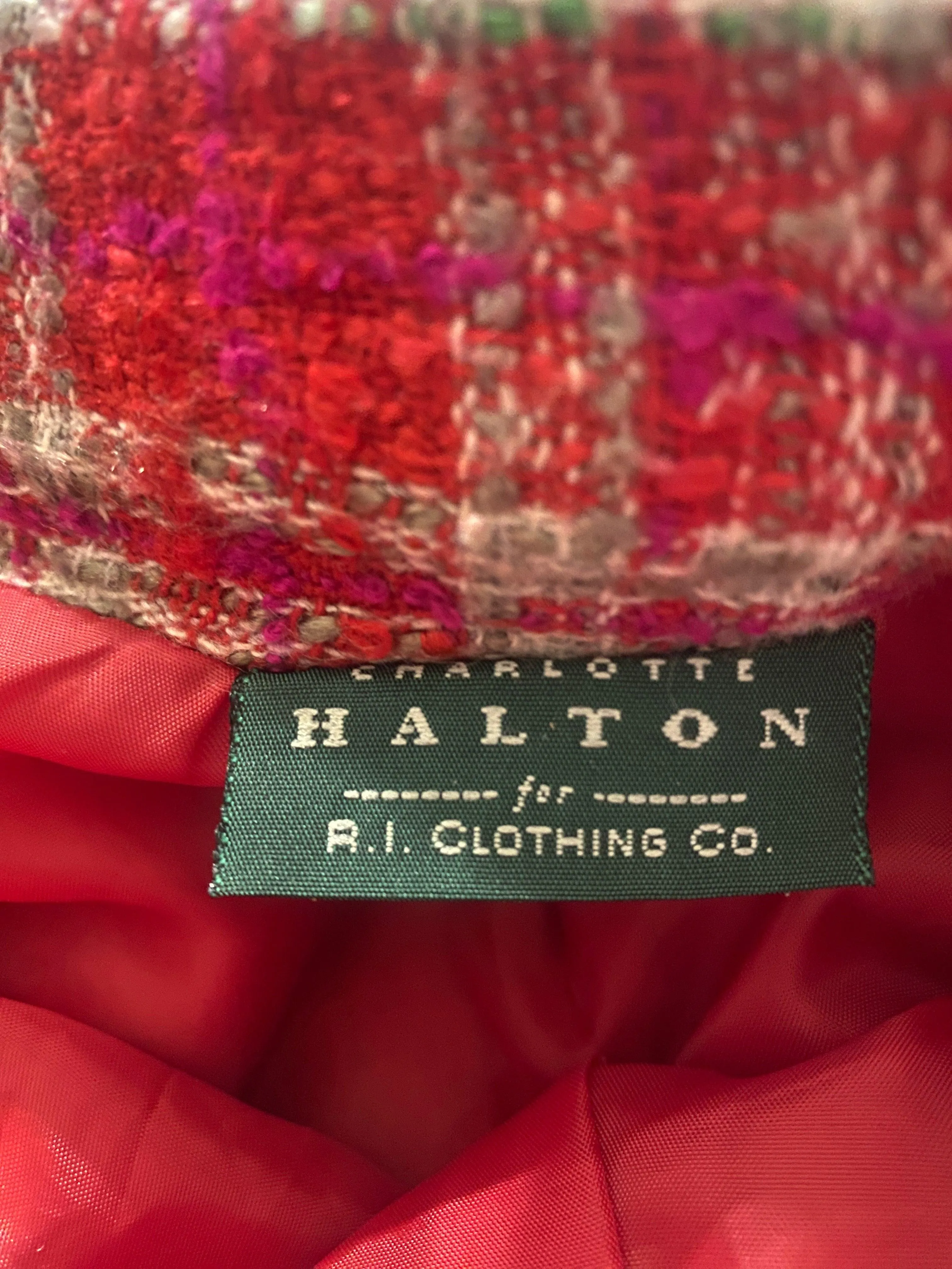 Charlotte Halton for R.I. Clothing Wool Skirt Check Red UK Size 12