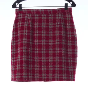 Charlotte Halton for R.I. Clothing Wool Skirt Check Red UK Size 12
