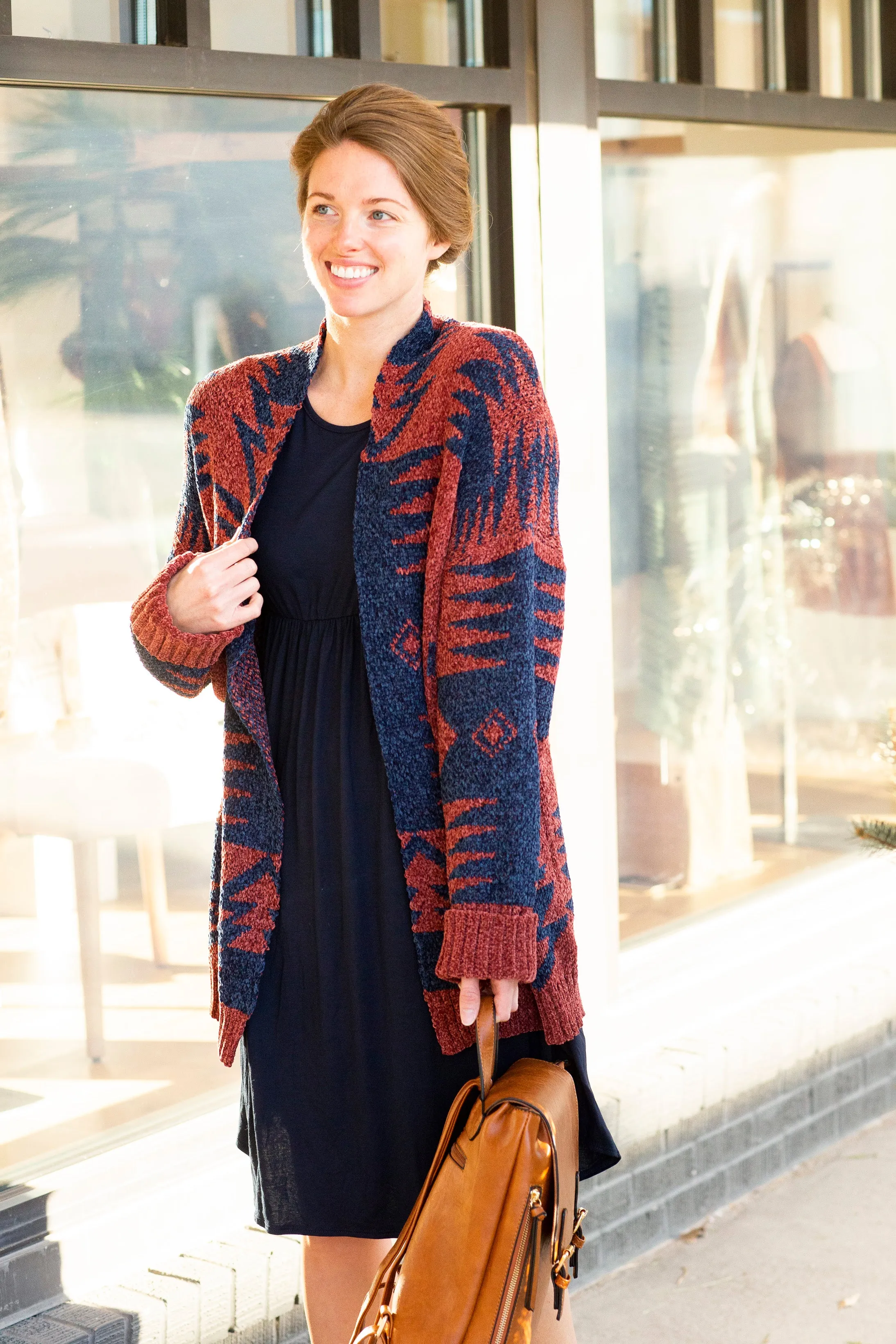Chenille Aztec Print Cardigan - FINAL SALE