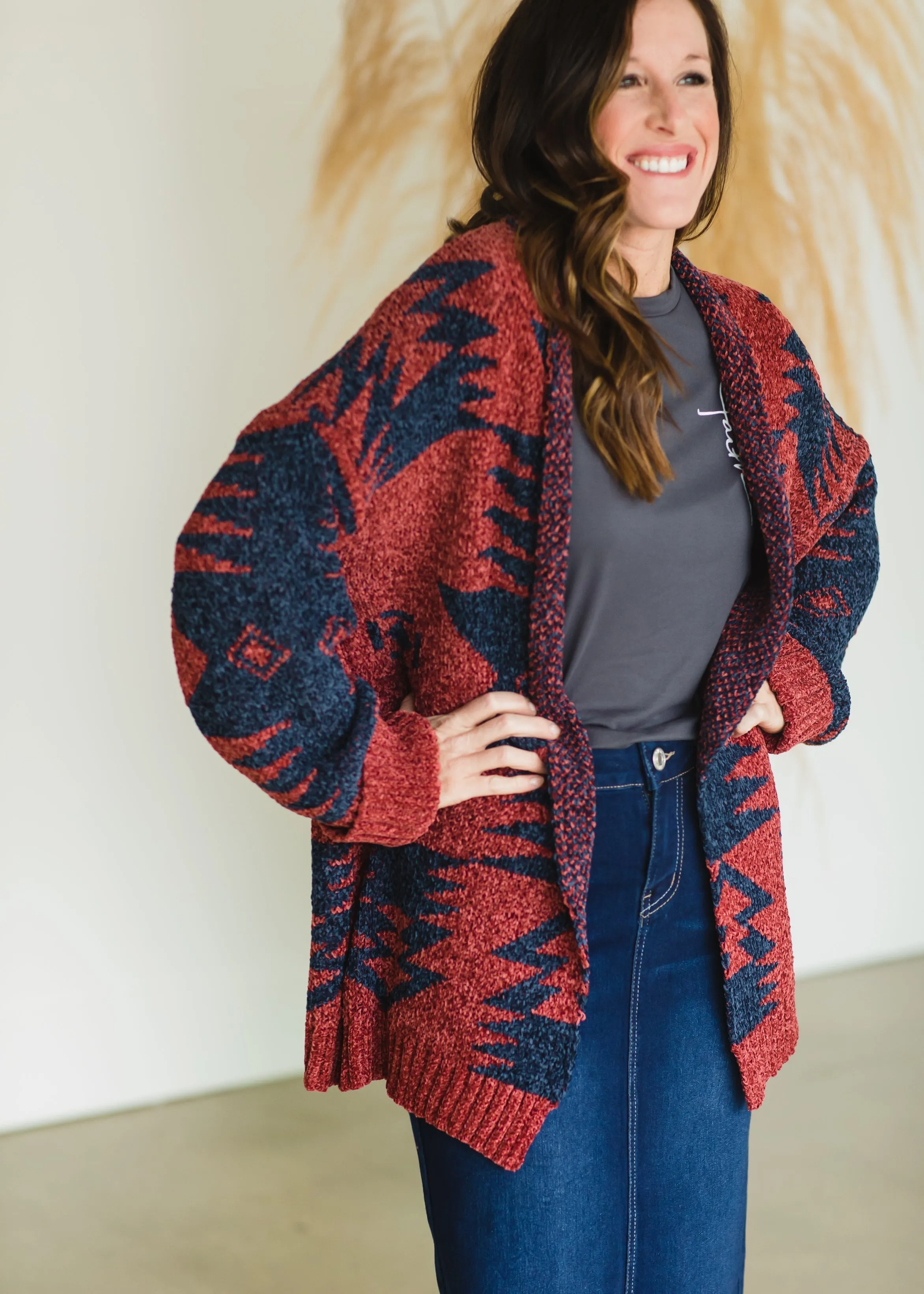 Chenille Aztec Print Cardigan - FINAL SALE