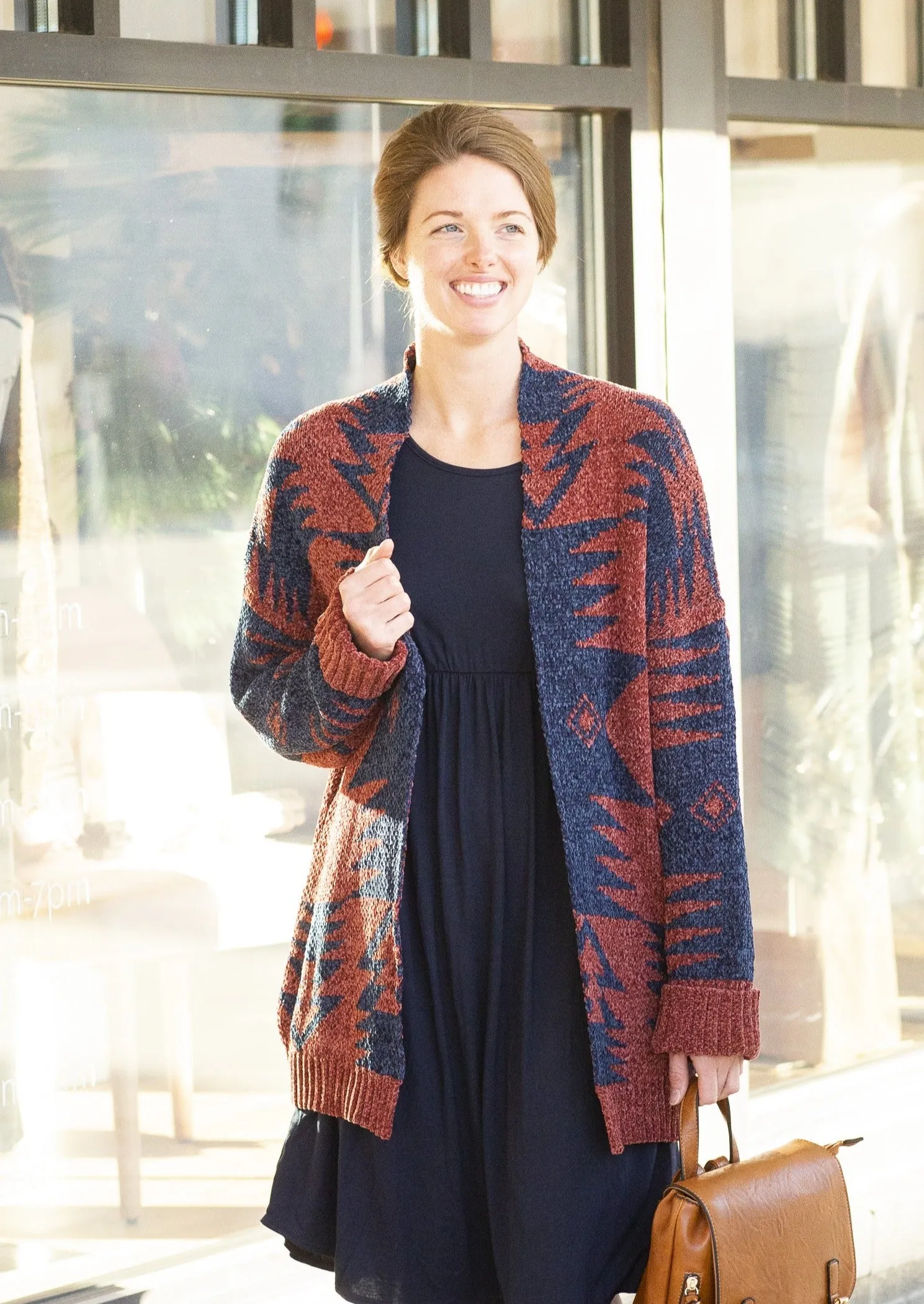 Chenille Aztec Print Cardigan - FINAL SALE