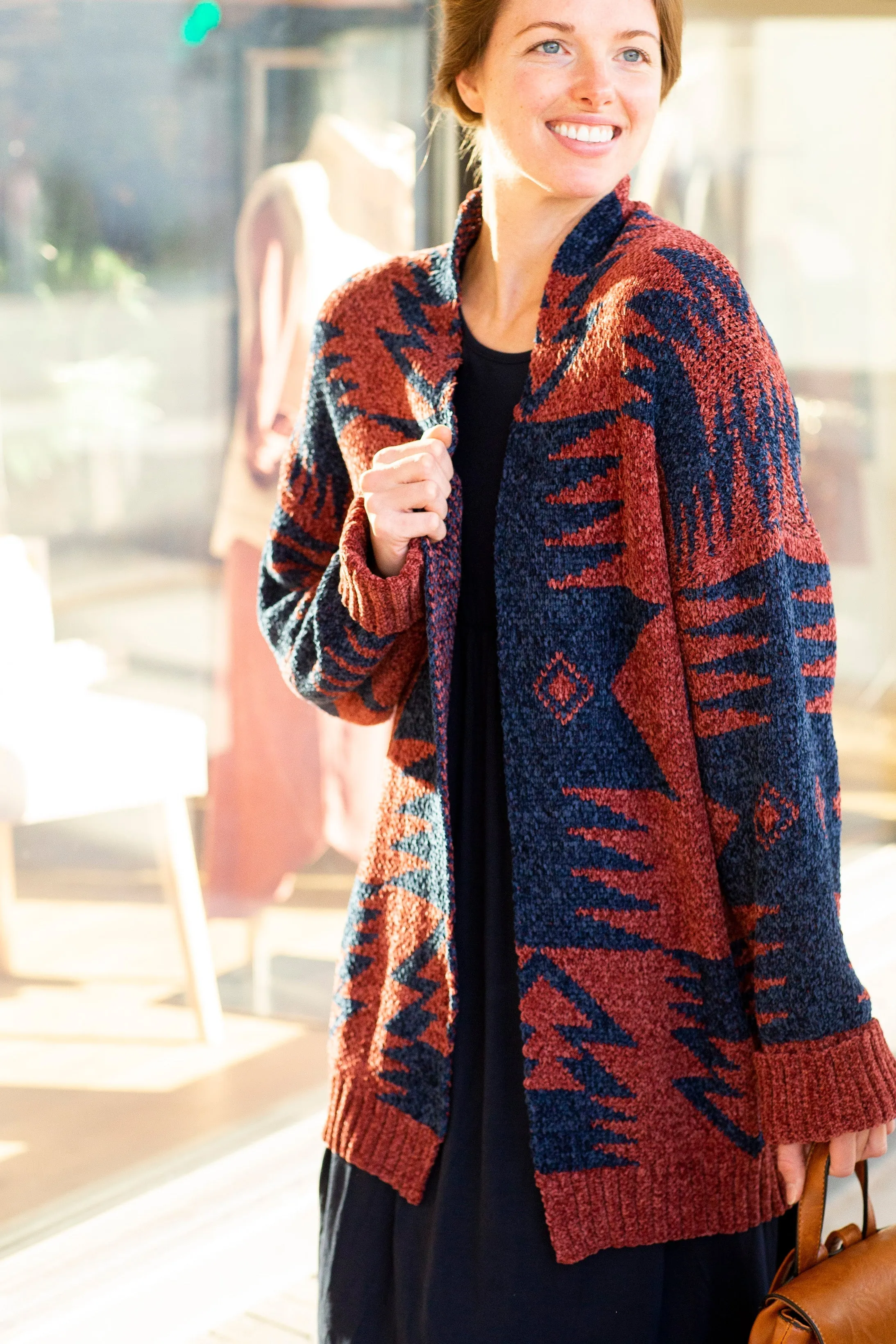 Chenille Aztec Print Cardigan - FINAL SALE