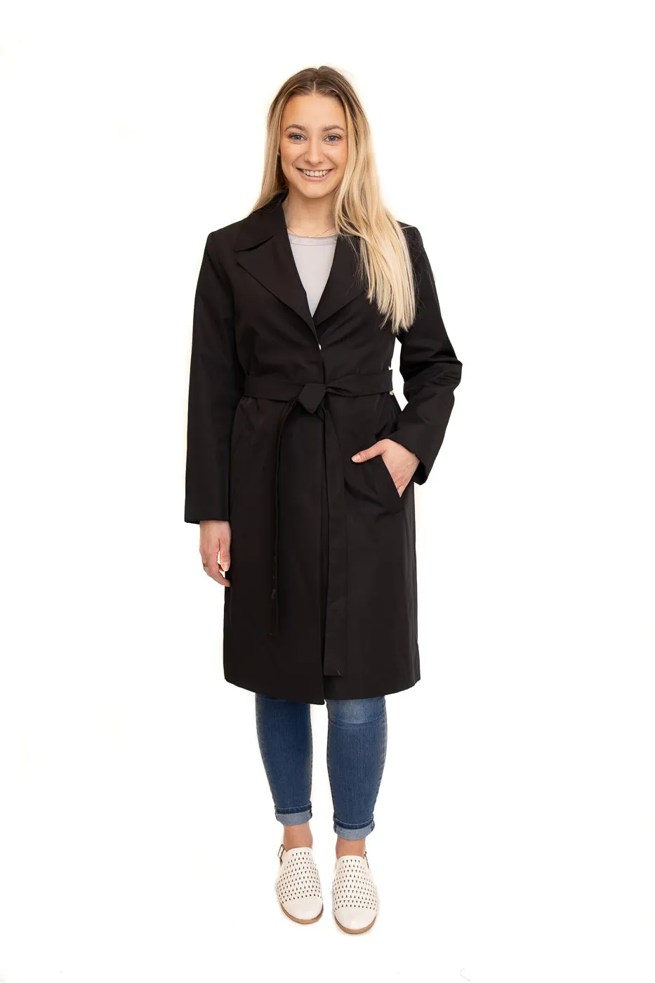Cloth Raincoat Black 7/8
