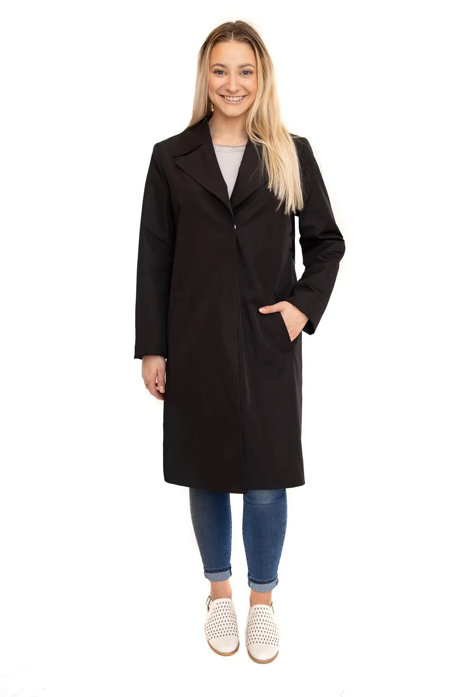 Cloth Raincoat Black 7/8
