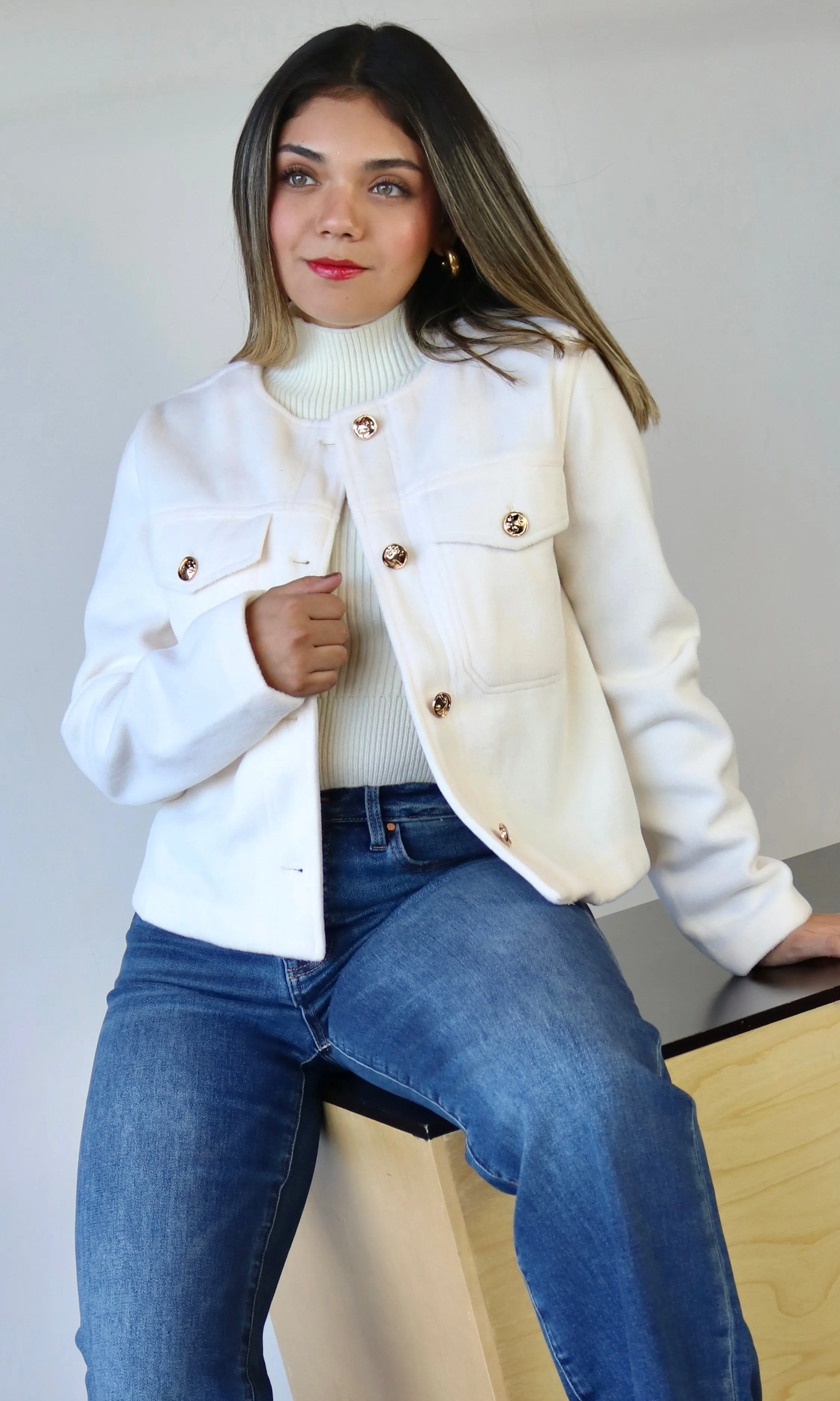Copper Button Bolero Shacket